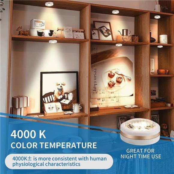 Wireless LED Puck Lights with Remote Control 6 Pack, LED Under Cabinet Lighting - Picture 3 of 6